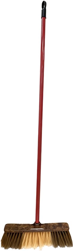 Zachte Binnenbezem met Steel 134x48cm - Parketborstel & Laminaatbezem - Houten Design - Antikras Vloerveger - Stofbezem voor Woonkamer & Kantoor - Zachte PP Borstelharen - Duurzame Veger voor Harde Vloeren - Houten Design - Bruin/Geel