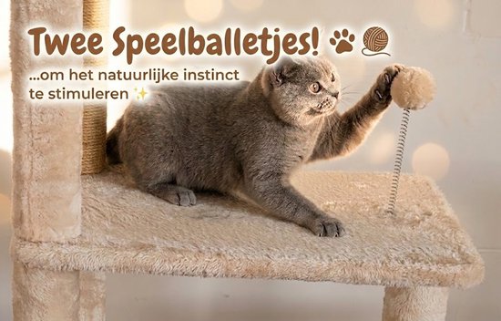 Grote Krabpaal met Ruimtecapsule en Kattenhuis - Krabpalen - Kattenmeubel - 7-Laagse Kattenboom - Natuurlijk Sisal - Extra Stabiel - Milieuvriendelijk Hout - Speelparadijs voor Binnenkatten - Beige