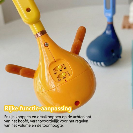 Elektrisch Muziekinstrument Walvis - Magische Speelgoed Gitaar & Synthesizer voor Kinderen - Zachte Siliconen Kop (Knijp & Glijspel) - USB Oplaadbaar - Educatief Muziekspeelgoed - Grappig muziekinstrument - Blauw