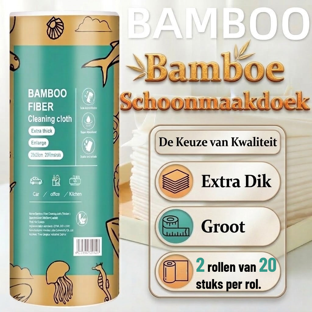 Herbruikbare bamboe keukenrol - 40 herbruikbare vaatdoekjes - Wasbaar keukenpapier - Natuurlijk - Biologisch afbreekbaar - Ultra-absorberend & vetvrij - 28 x 28 cm - Pluisvrij & krasvrij - Multifunctionele wonderdoekjes voor ramen, auto & interieur