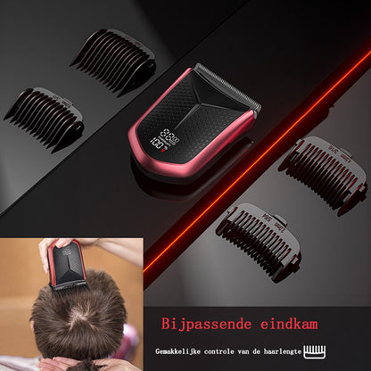 Tondeuse-All-in-One Precisietrimmer, Apparaat voor Gezicht en Hoofd-4 Lengtestanden (2-15 mm)-Waterdicht-Zelfslijpende Mesjes-Draadloos-Batterij Indicatie USB oplaadbare 120 min batterijduur (Rood)