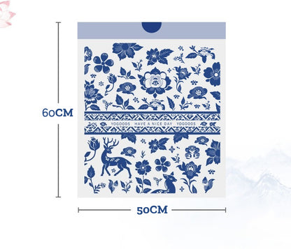 Extra Sterke Afvalzakken met Trekkoord - 20 Liter 87 Stuks - Scheurvaste Vuilniszakken - Stijlvol Delfts Blauw Design - Lekvrij & Extra Dik - Pedaalemmerzakken voor Keuken - 50*60CM- Universele Pasvorm voor Prullenbak - Niet Doorschijnend
