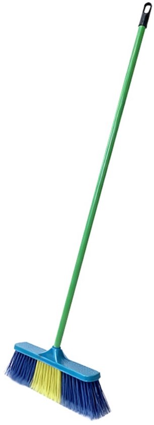 Clean bezem met Lange Steel - 134x32 cm - Professionele Kamerbezem voor Parket, Laminaat & PVC - Anti-Statische Vloerveger - Verwijdert Dierenharen & Stof - Ergonomische Huisbezem - Krasvrije Vloerborstel voor Woonkamer & Keuken - Blauw