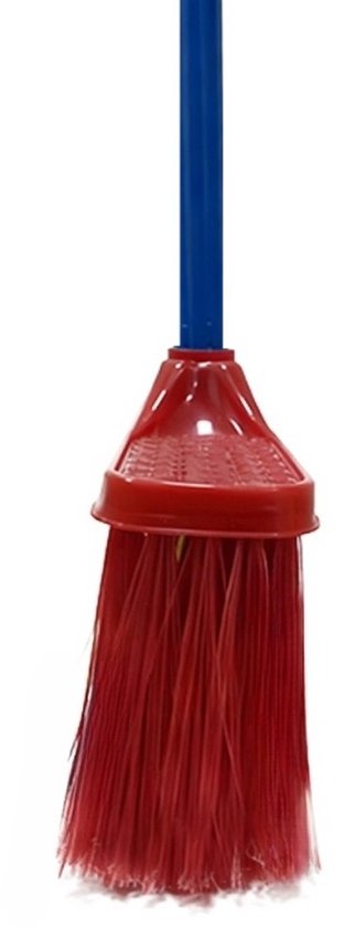Clean bezem met Lange Steel - 134x32 cm - Professionele Kamerbezem voor Parket, Laminaat & PVC - Anti-Statische Vloerveger - Verwijdert Dierenharen & Stof - Ergonomische Huisbezem - Krasvrije Vloerborstel voor Woonkamer & Keuken - Rood/Geel