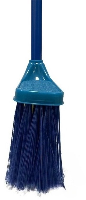 Clean bezem met Lange Steel - 134x32 cm - Professionele Kamerbezem voor Parket, Laminaat & PVC - Anti-Statische Vloerveger - Verwijdert Dierenharen & Stof - Ergonomische Huisbezem - Krasvrije Vloerborstel voor Woonkamer & Keuken - Blauw