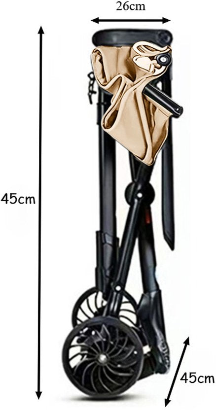 Lichtgewicht Buggy & Reisbuggy - Compact inklapbaar Kinderwagen - Opvouwbaar Wandelwagen - Tot 30kg Draagkracht - Stabiel 4-Wiel Design & Anti-Schok - Ideaal voor Camping & Auto - Oersterk Aluminium Frame - Eenhands Inklapbaar - Beige