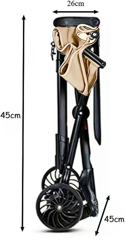 Lichtgewicht Buggy & Reisbuggy - Compact inklapbaar Kinderwagen - Opvouwbaar Wandelwagen - Tot 30kg Draagkracht - Stabiel 4-Wiel Design & Anti-Schok - Ideaal voor Camping & Auto - Oersterk Aluminium Frame - Eenhands Inklapbaar - Beige