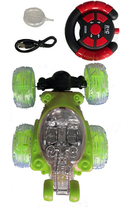 Off-Road RC Auto - speelgoed afstandsbediening auto - 360° Draaien - LED Verlichting - Stuntauto - Draadloze Afstandsbediening - Cool Design - Oplaadbare Accu - Voor Jongens & Meisjes - Groen