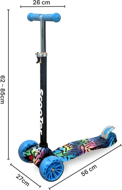 Kinderstep - LED-wielen met flitsende verlichting - max 50kg - leeftijd 3+ - hoogte verstelbaar 61-83 cm (3 standen) Blauw
