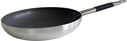 Koekenpan Ø 30 cm - Geschikt voor Inductie & Gas - Luxe Aluminium Bakpan met Ital Stone Anti-aanbaklaag & Graniet look - 100% PFOA, Lood & Nikkelvrij - Krasbestendige Steenlaag met Soft-Grip Steel - Zwart/Grijs