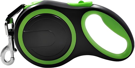 Uitschuifbare Hondenriem 3M (Tot 15KG) - Rollijn Hondenriem - Hondenlijn uittrekbaar - Automatische hondenriem - Rollijn - Anti-klit - Ergonomisch Handvat met Remsysteem - RVS Sluiting - Quick Lock Functie - Groen