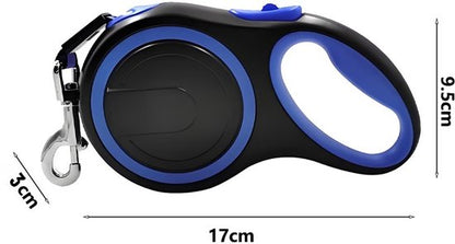 Uitschuifbare Hondenriem 3M (Tot 15KG) - Rollijn Hondenriem - Hondenlijn uittrekbaar - Automatische hondenriem - Rollijn - Anti-klit - Ergonomisch Handvat met Remsysteem - RVS Sluiting - Quick Lock Functie - blauw