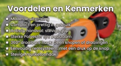 Uitschuifbare Hondenriem 5M (Tot 40KG) - Hondenlijn uittrekbaar - Automatische hondenriem - Rollijn - Anti-klit - Ergonomisch Handvat met Remsysteem - RVS Sluiting - Quick Lock Functie - rood