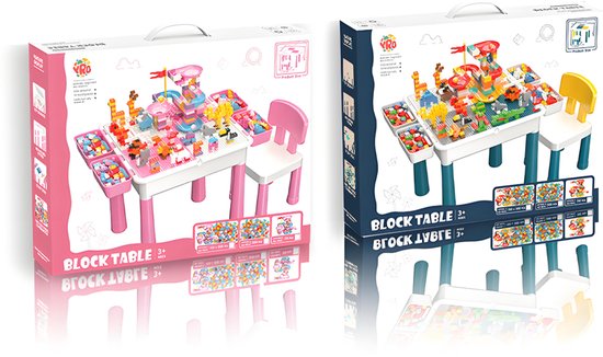 Kindertafel Met 1 Stoel + 4 Bakjes + 410 Bouwstenen - 2-in-1 Bouwtafel & Leertafel - Speeltafel Geschikt voor Lego® & Duplo® blokken - Blokken Tafel Kinderen - zandtafel - watertafel - Ideaal Cadeau voor Kerst & Verjaardagen - Groen