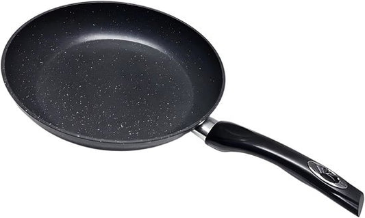 Koekenpan Ø 28 cm - PFAS & PTFE vrij – Robuust Aluminium (Heavy Duty) – Marmerlook – Inductie, Elektrisch, Keramisch & Gas – Diep Model (5.5 cm) met Hoge Rand – Duurzame Anti-aanbaklaag – Graniet Effect Bakpan – Koudgreep – Universele Inductiepan
