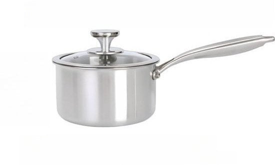 RVS Soeppan met Glazen Deksel - Ø 20 cm - Geschikt voor Inductie, Gas, Elektrisch & Keramisch - 100% PFAS-vrij - Vaatwasserbestendig - Hoogwaardig Roestvrij Staal - Koudgrepen & Sandwichbodem - Snelle Warmteverdeling - voor Soep, Pasta & Groenten