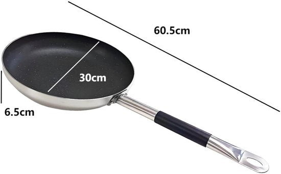 Koekenpan Ø 30 cm - Geschikt voor Inductie & Gas - Luxe Aluminium Bakpan met Ital Stone Anti-aanbaklaag & Graniet look - 100% PFOA, Lood & Nikkelvrij - Krasbestendige Steenlaag met Soft-Grip Steel - Zwart/Grijs