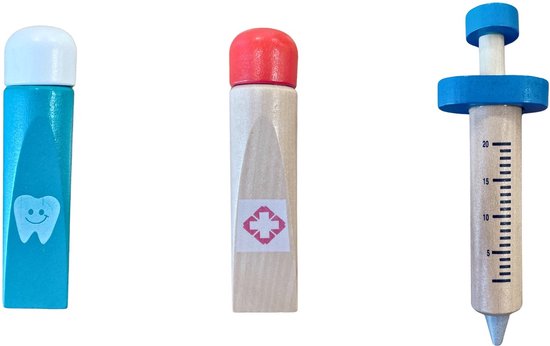 Dokter Speelgoedset 21-delig voor Peuters – Houten Dokterssetje met Stethoscoop, Spuit en Thermometer – Educatief Rollenspel Speelgoed