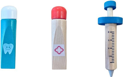 Dokter Speelgoedset 21-delig voor Peuters – Houten Dokterssetje met Stethoscoop, Spuit en Thermometer – Educatief Rollenspel Speelgoed
