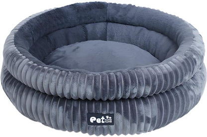 Donut Hondenmand & Kattenmand 65 cm - Fluffy Pluche Huisdierbed met Uitneembaar Kussen - Anti Stress & Kalmerend - Met Anti-slip Bodem - Zacht en Wasbaar in Machine - Ondersteuning voor Nek en Rug - voor Kleine tot Middelgrote Honden & Katten - grijs