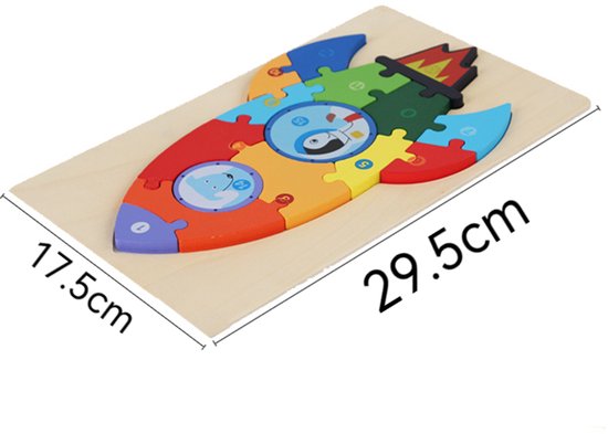 Houten Blokpuzzel-Montessori Speelgoed-3D puzzel-Kinderen-3 Jaar-Gift-Cadeau-16stuks-Schoploader, Educatief Spel voor 3 4 5 6 7 Jaar, Cadeau voor Jongens en Meisjes