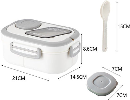 Lunchbox Set 1200+600ml voor Vaatwasser & Magnetronbestendig - Yoghurt en Muesli beker to go - broodtrommel met sausbox ‌en bestek‌ - Lunchpot met Isolerende Draagtas -Bento box voor volwassenen en kinderen‌ - Voor Werk, School, Picnic - Wit