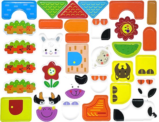 2 in 1 dubbelzijdig magnetisch speelbord Houten Speelbox voor kinderen- Educatief speelgoed boerderij