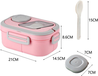 Lunchbox Set 1200+600ml voor Vaatwasser & Magnetronbestendig - Yoghurt en Muesli beker to go - broodtrommel met sausbox ‌en bestek‌ - Lunchpot met Isolerende Draagtas -Bento box voor volwassenen en kinderen‌ - Voor Werk, School, Picnic - Roze