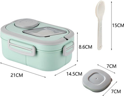 Lunchbox Set 1200+600ml voor Vaatwasser & Magnetronbestendig - Yoghurt en Muesli beker to go - broodtrommel met sausbox ‌en bestek‌ - Lunchpot met Isolerende Draagtas -Bento box voor volwassenen en kinderen‌ - Voor Werk, School, Picnic - Groen