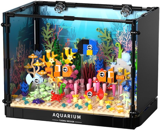 Aquarium Bouwstenenset Met Licht 570 pcs - Eco Aquarium Model Speelgoed - Bouwstenen Speelgoed - Aquarium bouwset - Geschikt voor decoratie en educatie 8+ - Educatief Speelgoed - Creatief Knutselpakket - Verjaardag Cadeau voor Jongens & Meisjes