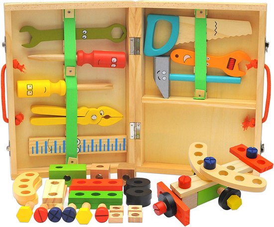 Houten gereedschapskist speelgoed - Educatief & duurzaam voor 3+ jaar