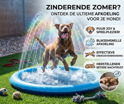 Ø 150cm Hondenzwembad - Watersproeier - Met Sproeiers - Anti Slip Hondendouche - Bad voor Honden - Waterspeelgoed Hond - Fontein - Zwembad - Hondenbad - Verkoeling Huisdieren in de Zomer - Sproeimat - Duurzaam PVC - Zomerspeelgoed Huisdier