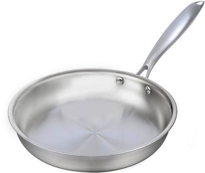 RVS Koekenpan Ø 26 cm - PFAS-vrije Bakpan Zonder Anti-aanbaklaag - Inductie & Ovenbestendig - Ideaal voor Vlees - Vaatwasserbestendig - Zilver