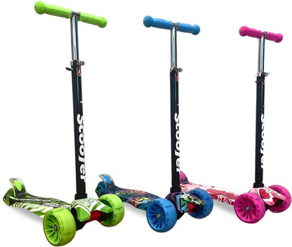 Kinderstep - LED-wielen met flitsende verlichting - Speelgoed voor Meisjes met Lichtgevende - Steps max 50kg - Buitenspeelgoed & Cadeau vanaf 3 Jaar + - hoogte verstelbaar 61-83 cm (3 standen) Roze