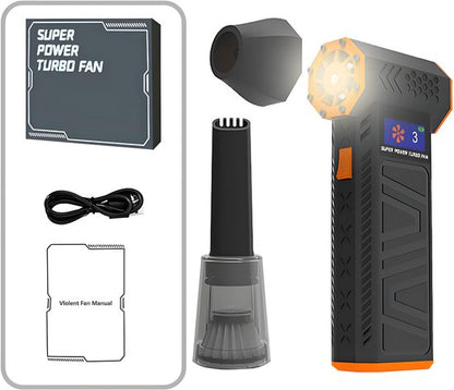 Turbo Jet Fan - Elektrische Air Duster & Blaasapparaat - 130.000 RPM - Draadloos - Mini Blower voor Auto Drogen, PC Reiniging, BBQ & Sneeuw - Vervangt Perslucht Spuitbussen - Auto detailer - Oplaadbaar - Zwart