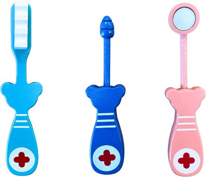 Dokterset Speelgoed 21 deligs - Inclusief stethoscoop spuit thermometer verband – Realistisch Rollenspel - Houten speelgoedset - Dokterssetje - Peuter