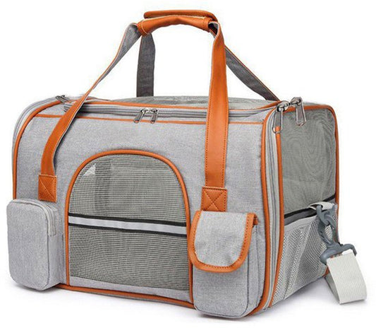 Draagtas Hond - Draagtas Kat - 50x30x30 cm - Reistas & Draagtas - Opvouwbare dieren draagtas - Schoudertas voor huisdieren - Opvouwbaar - Ventilerend - Tot 8kg - Met Veiligheidsriem & Reflectie - Geschikt voor Auto - Met Opbergvakken - Grijs