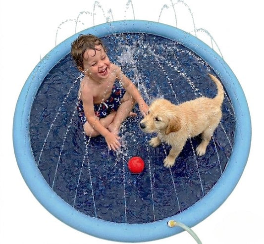 Ø 150cm Hondenzwembad - Watersproeier - Met Sproeiers - Anti Slip Hondendouche - Bad voor Honden - Waterspeelgoed Hond - Fontein - Zwembad - Hondenbad - Verkoeling Huisdieren in de Zomer - Sproeimat - Duurzaam PVC - Zomerspeelgoed Huisdier
