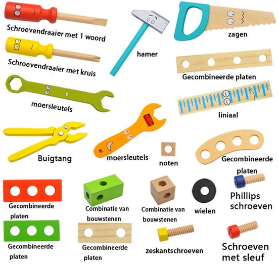 Houten gereedschapskist speelgoed - Educatief & duurzaam voor 3+ jaar