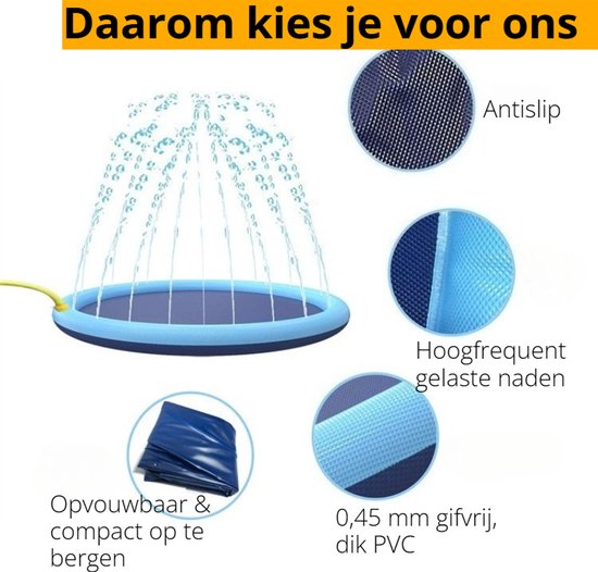 Ø 150cm Hondenzwembad - Watersproeier - Met Sproeiers - Anti Slip Hondendouche - Bad voor Honden - Waterspeelgoed Hond - Fontein - Zwembad - Hondenbad - Verkoeling Huisdieren in de Zomer - Sproeimat - Duurzaam PVC - Zomerspeelgoed Huisdier