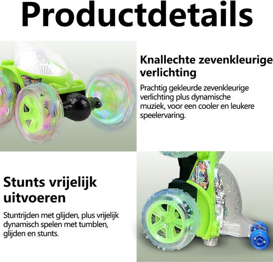 Off-Road RC Auto - speelgoed afstandsbediening auto - 360° Draaien - LED Verlichting - Stuntauto - Draadloze Afstandsbediening - Cool Design - Oplaadbare Accu - Voor Jongens & Meisjes - Groen