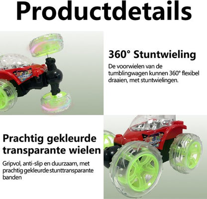 Off-Road RC Auto - speelgoed afstandsbediening auto - 360° Draaien - LED Verlichting - Stuntauto - Draadloze Afstandsbediening - Cool Design - Oplaadbare Accu - Voor Jongens & Meisjes - Rood