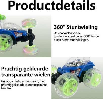 Off-Road RC Auto - speelgoed afstandsbediening auto - 360° Draaien - LED Verlichting - Stuntauto - Draadloze Afstandsbediening - Cool Design - Oplaadbare Accu - Voor Jongens & Meisjes - Blauw