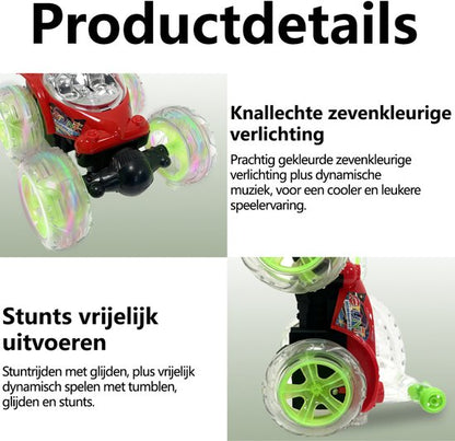 Off-Road RC Auto - speelgoed afstandsbediening auto - 360° Draaien - LED Verlichting - Stuntauto - Draadloze Afstandsbediening - Cool Design - Oplaadbare Accu - Voor Jongens & Meisjes - Rood