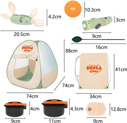 Kinder Speelgoed - Camping - Tent - Kampeerset - Kampeer vakantie - Outdoor Explorer Natuur - Interactief Rollenspel voor Binnen & Buiten - Fantasie- Kamperen - Complete Survival Kit met Kampvuur, Lantaarn & Verrekijker - Cadeau voor Kinderen 3 Jaar