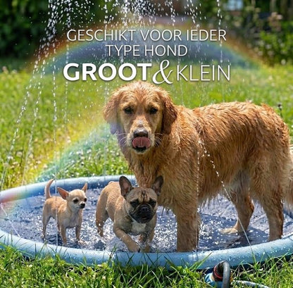 Ø 150cm Hondenzwembad - Watersproeier - Met Sproeiers - Anti Slip Hondendouche - Bad voor Honden - Waterspeelgoed Hond - Fontein - Zwembad - Hondenbad - Verkoeling Huisdieren in de Zomer - Sproeimat - Duurzaam PVC - Zomerspeelgoed Huisdier