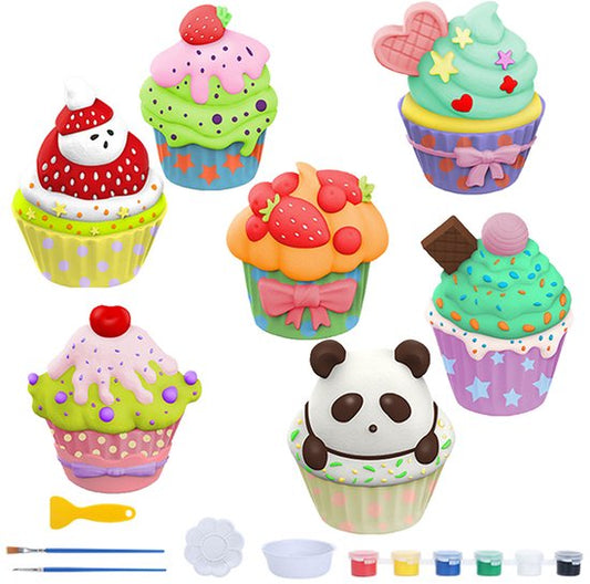 Knutselpakket Magneten Maken & Gips Gieten - DIY Creatief Speelgoed Set - Thema Eten met Taart, Kersttaart, Cupcake - Inclusief Verf & Vormpjes - Knutselen voor Kinderen - Educatief Speelgoed - Koelkast Magneten - Verjaardag Cadeau Jongens & Meisjes