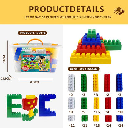 Montessori Constructiespeelgoed – 150-delige Bouwset – Kunststof Bouwblokken – Educatief & Creatief Speelgoed – Voor Kinderen