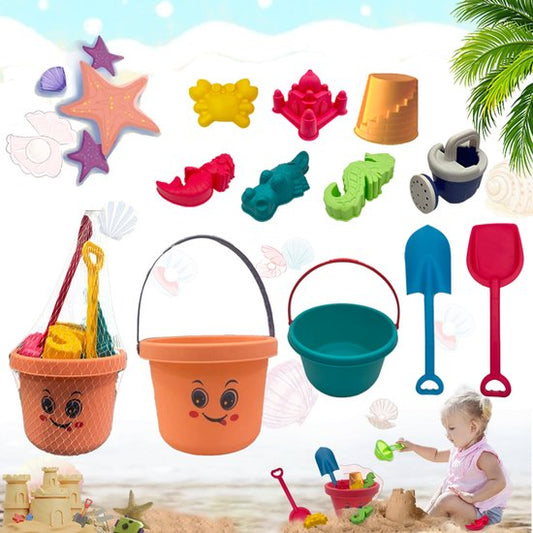 Zandspeelgoed Set 11-delig - Complete Strandspeelgoed Set met Emmer, Schepje, Gieter & Zandvormpjes - Strand/Zandbak Speelgoed voor Kinderen - Duurzaam Plastic Zandset - Stevig Materiaal - Oranje
