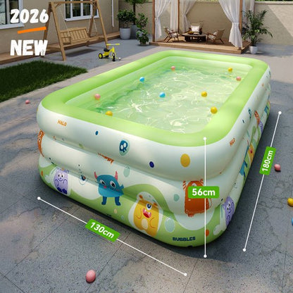 Premium Opblaasbaar Kinderzwembad - 180 x 130 x 56 cm - 3-Laags Verdikt Familiezwembad - Veilig PVC Babybad met Afvoergat - Zomer Waterplezier - Zwembad speelgoed - Buitenspeelgoed inclusief Reparatiesetje